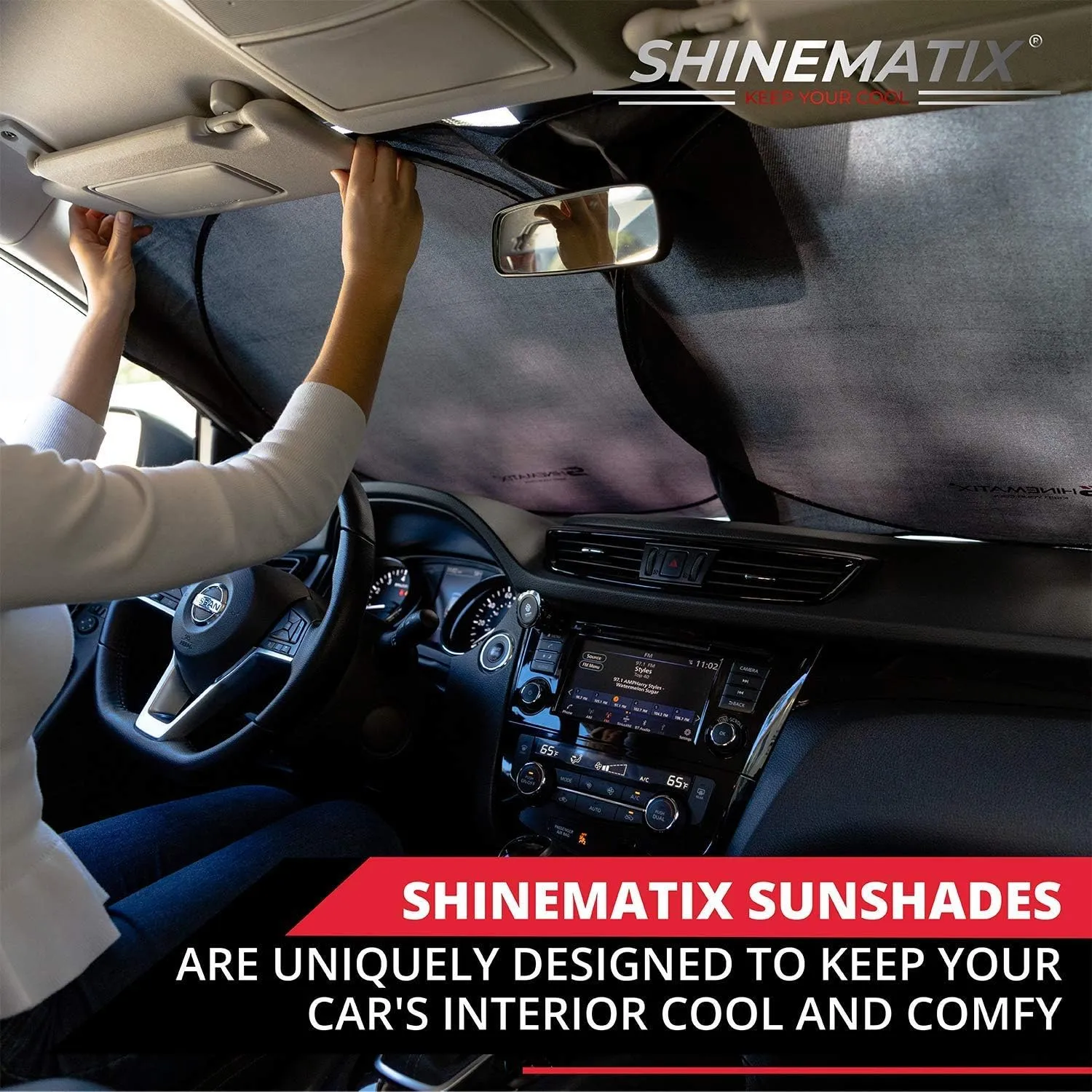 1-Piece Windshield Sunshade Foldable Car Front Window Sun Shade for Most Cars SUV Truck - Best Heat Shield Auto Reflector Cover - Blocks Max UV Rays & Keeps Your Vehicle Cool - Large Fit
