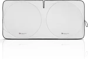 1-Piece Windshield Sunshade Foldable Car Front Window Sun Shade for Most Cars SUV Truck - Best Heat Shield Auto Reflector Cover - Blocks Max UV Rays & Keeps Your Vehicle Cool - Large Fit