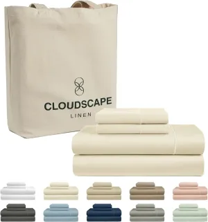 100% Egyptian Cotton King Size Sheets Set, 4 Pieces Luxury Bedding Set, 1000 Thread Count,Hotel Quality, Silky Soft, Breatheable and Durable, Deep Pockets up to 16, Cream White