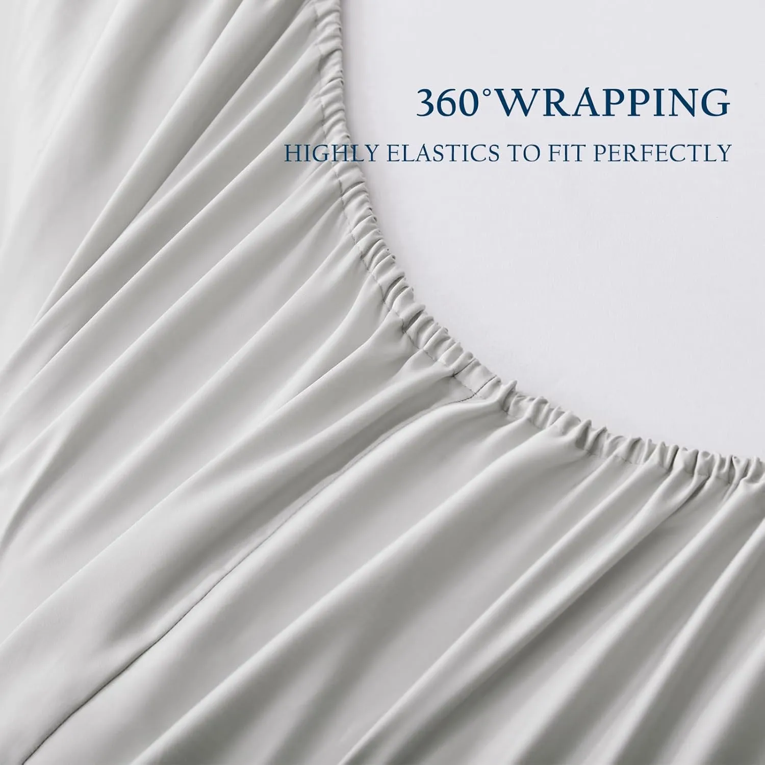 100% Lenzing Tencel Lyocell King Size Bed Sheet Set, 4 Piece Solid Light Grey Cooling Bed Sheet Set, Silky Soft & Luxury, 1 Deep Pocket Fitted Sheet & 1 Flat Sheet & 2 Pillowcases