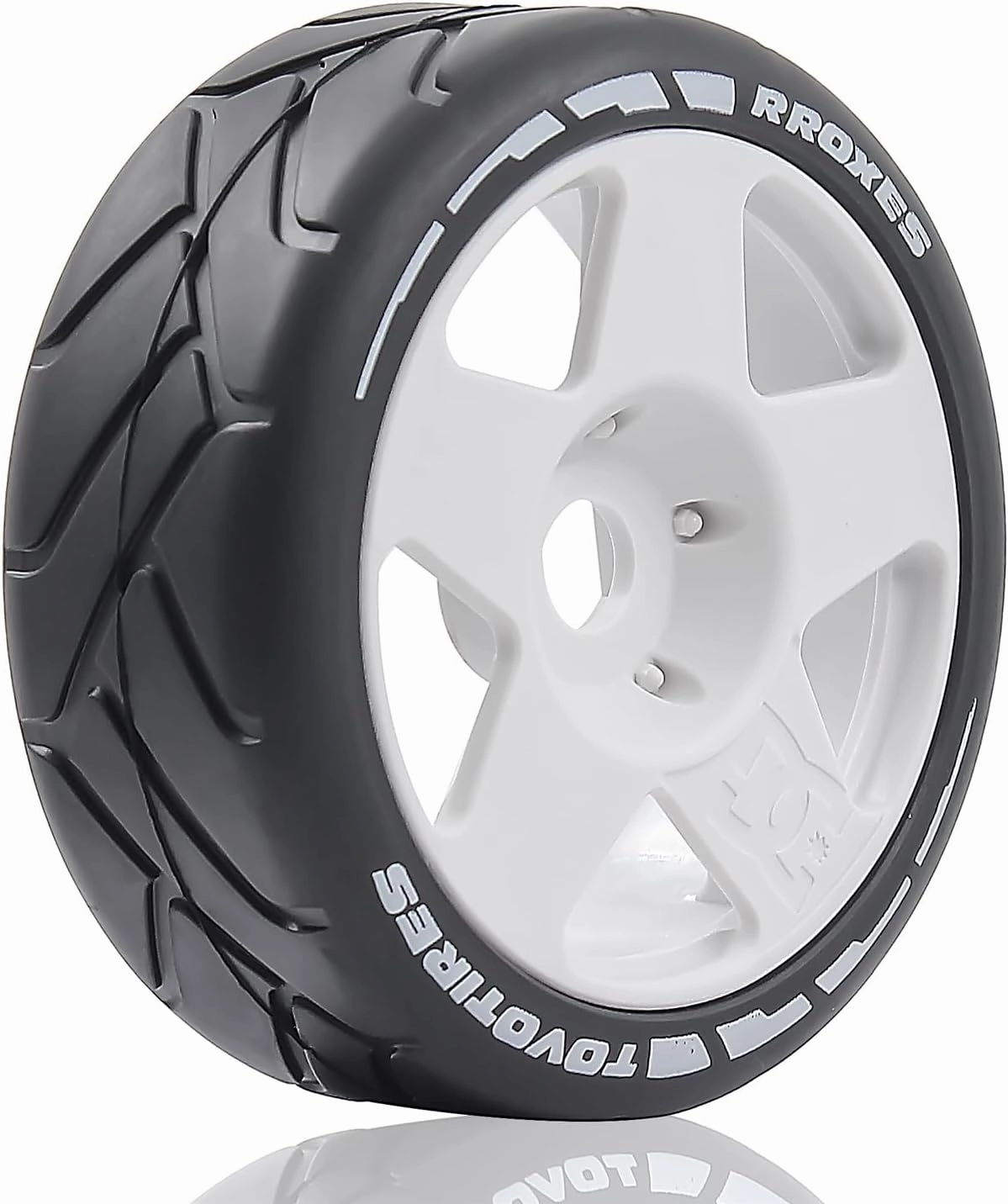 100mm 1/8 RC On-Road tire and Hard wheels Rim set 17mm Hex For 1/7 1/8 RC Rally Drift Car HPI VRX WR8 HSP Hobao Kyosho ARRMA Redcat Losi KM Citroen C3 Pegasus Mustang CNE Racing Car W50 (White)
