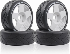 100mm 1/8 RC On-Road tire and Hard wheels Rim set 17mm Hex For 1/7 1/8 RC Rally Drift Car HPI VRX WR8 HSP Hobao Kyosho ARRMA Redcat Losi KM Citroen C3 Pegasus Mustang CNE Racing Car W50 (White)