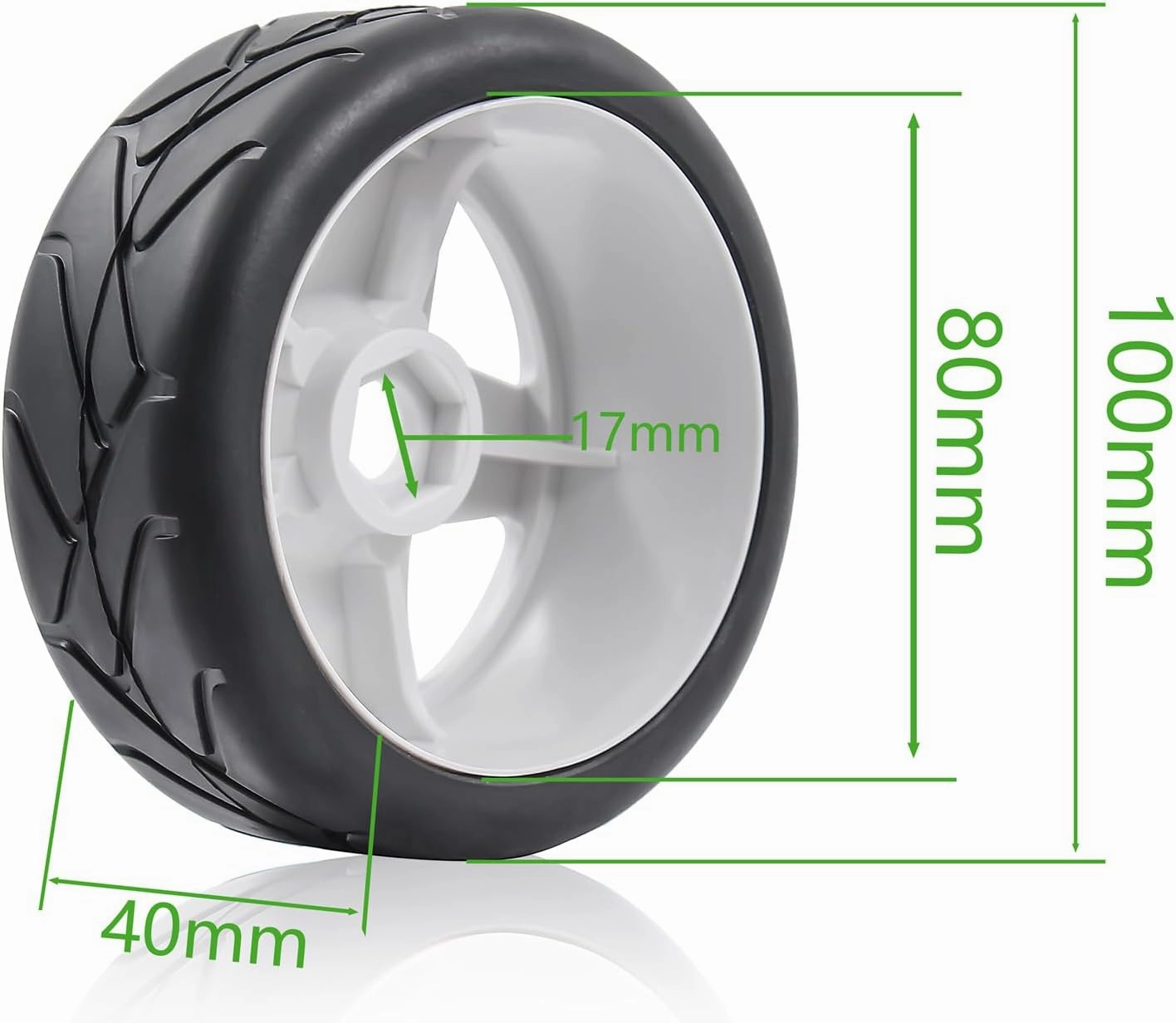 100mm 1/8 RC On-Road tire and Hard wheels Rim set 17mm Hex For 1/7 1/8 RC Rally Drift Car HPI VRX WR8 HSP Hobao Kyosho ARRMA Redcat Losi KM Citroen C3 Pegasus Mustang CNE Racing Car W50 (White)
