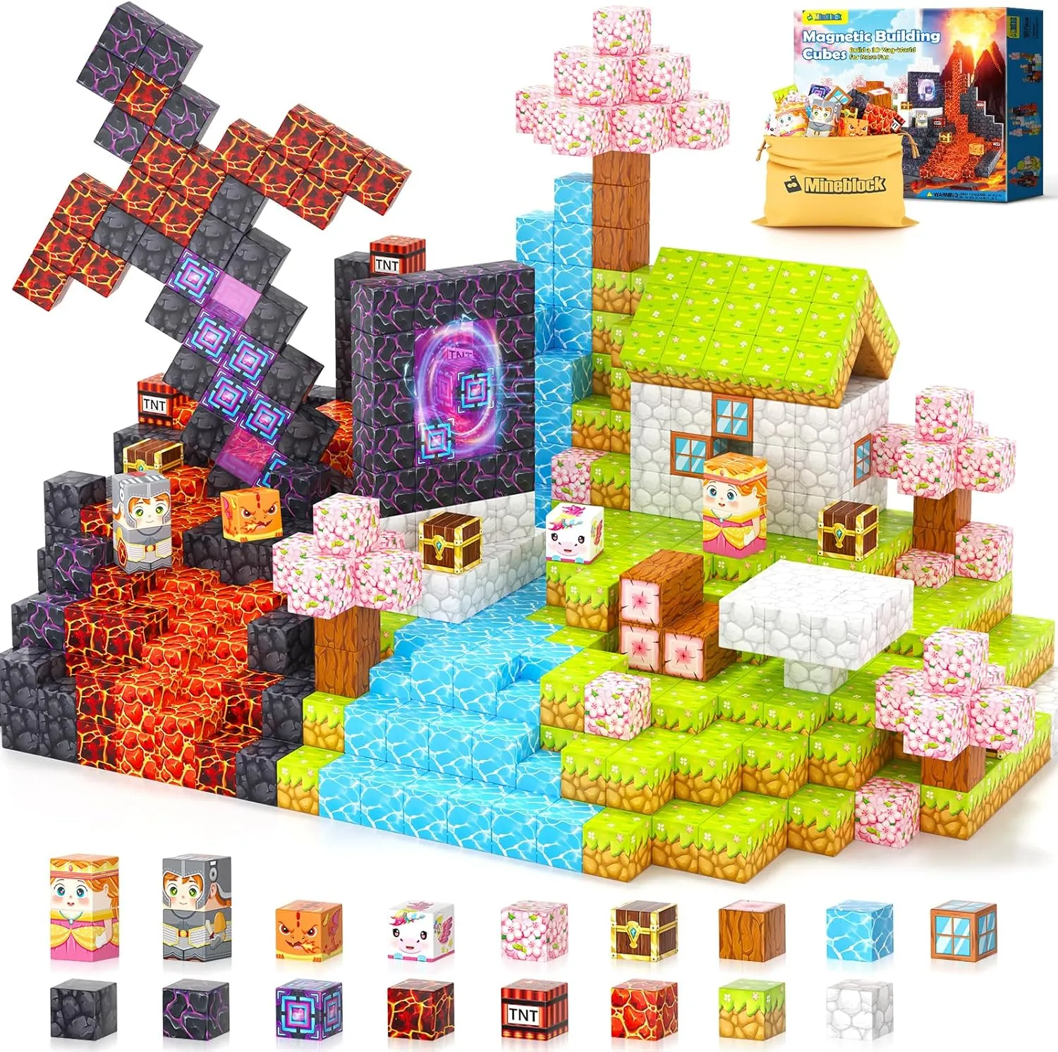 100PCS Magnetic Blocks - 1" Magnetic Building Blocks Toddler Outdoor Toys for Kids Ages 4-8 8-12 Magnet Tiles STEM Sensory Montessori Kids Toys for 3  Year Old Boys Girls Christmas Birthday Gifts