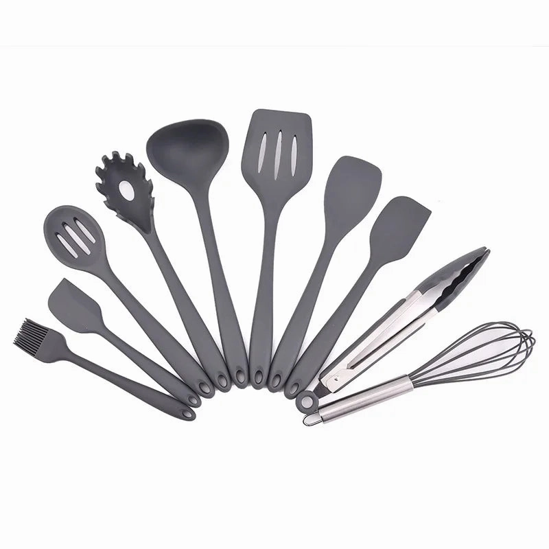 10/11PCS Silicone Kitchenware Non-stick Cookware Cooking Tool Spatula Ladle Egg Beaters Shovel Spoon Soup Kitchen Utensils Set