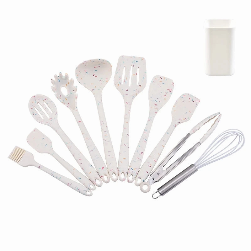 10/11PCS Silicone Kitchenware Non-stick Cookware Cooking Tool Spatula Ladle Egg Beaters Shovel Spoon Soup Kitchen Utensils Set