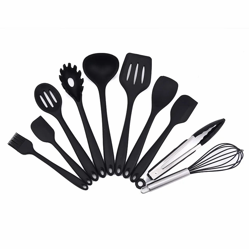 10/11PCS Silicone Kitchenware Non-stick Cookware Cooking Tool Spatula Ladle Egg Beaters Shovel Spoon Soup Kitchen Utensils Set