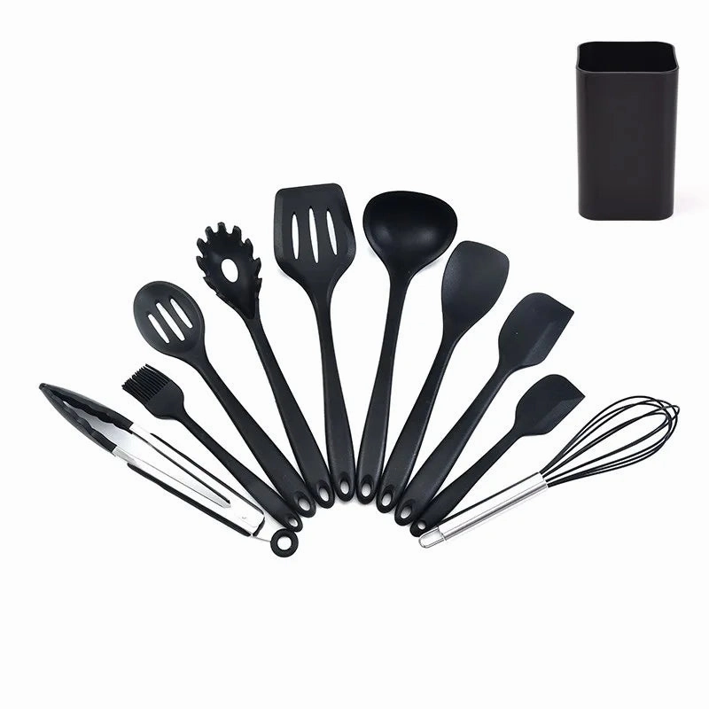 10/11PCS Silicone Kitchenware Non-stick Cookware Cooking Tool Spatula Ladle Egg Beaters Shovel Spoon Soup Kitchen Utensils Set