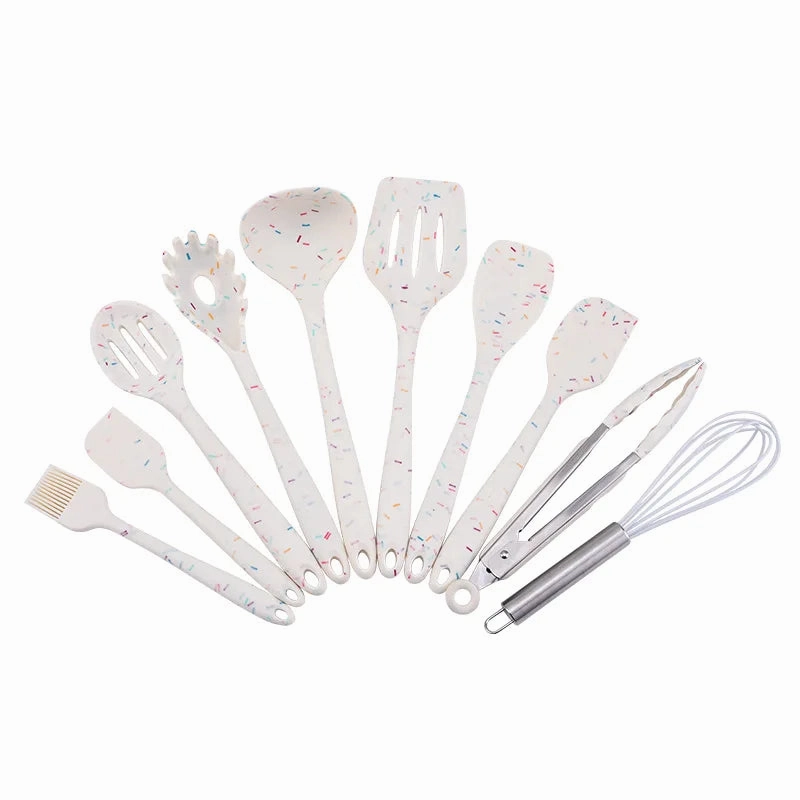 10/11PCS Silicone Kitchenware Non-stick Cookware Cooking Tool Spatula Ladle Egg Beaters Shovel Spoon Soup Kitchen Utensils Set