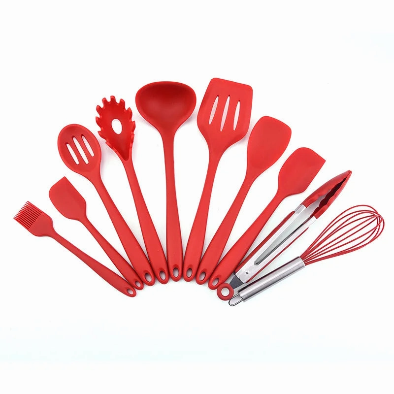 10/11PCS Silicone Kitchenware Non-stick Cookware Cooking Tool Spatula Ladle Egg Beaters Shovel Spoon Soup Kitchen Utensils Set