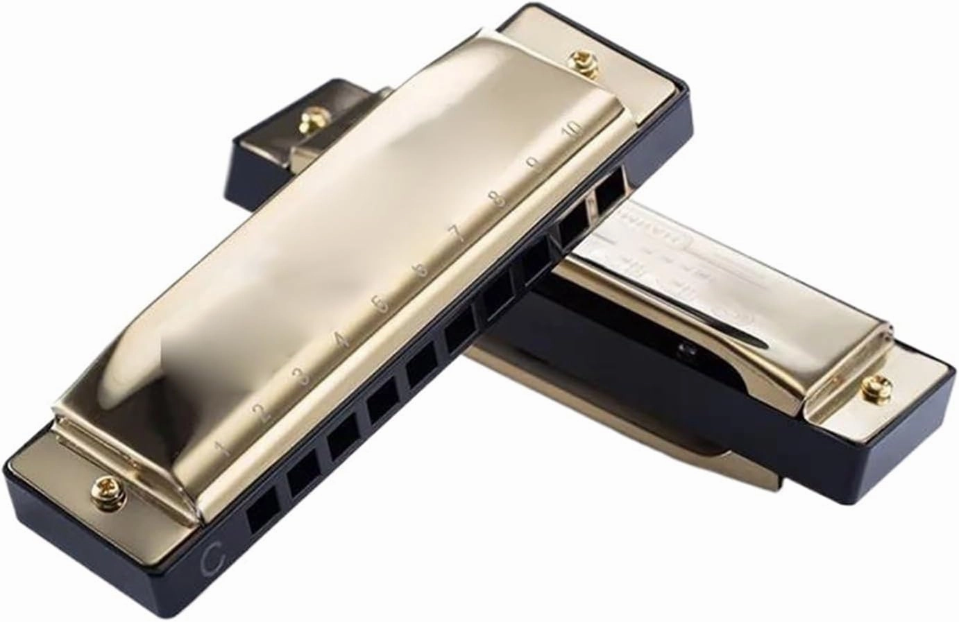 10 Hole C Tone Harmonica Beginner Adult Professional Performance Instrument(Gold)