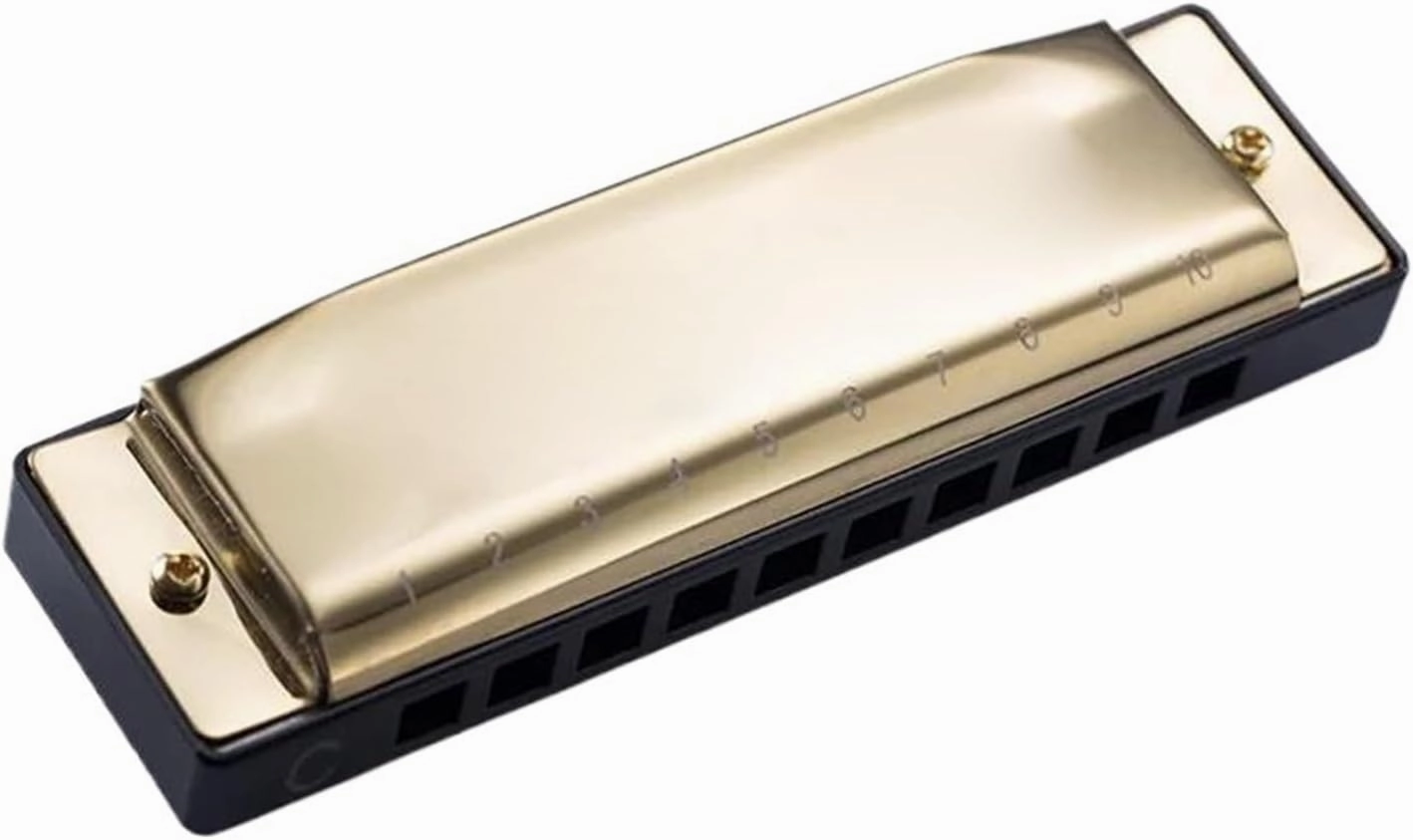 10 Hole C Tone Harmonica Beginner Adult Professional Performance Instrument(Gold)