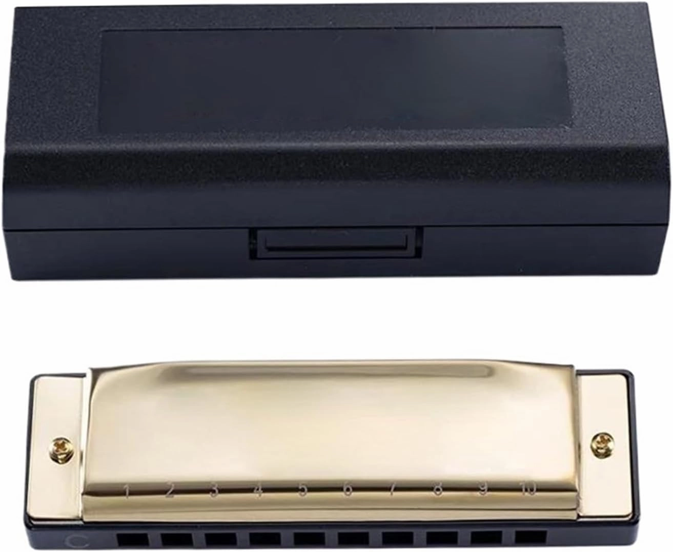 10 Hole C Tone Harmonica Beginner Adult Professional Performance Instrument(Gold)