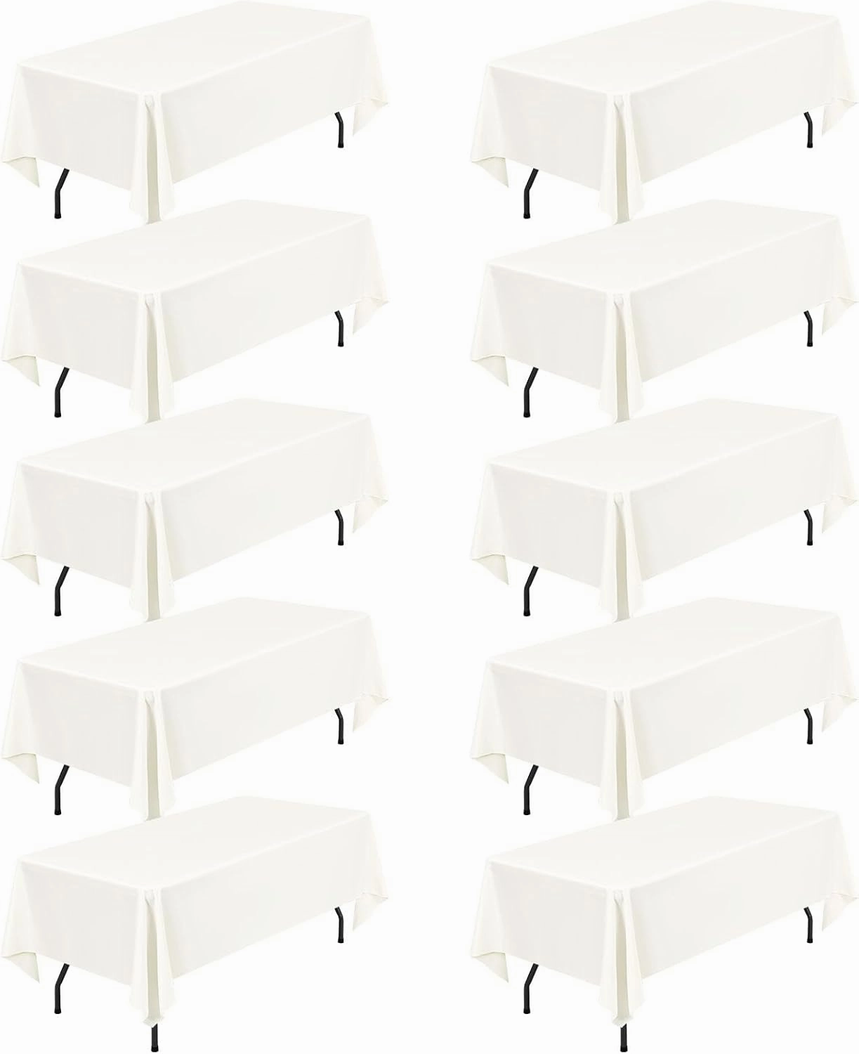 10 Pack 60 x 126 Inch Rectangle Tablecloth, Ivory Tablecloth for 8 Feet Rectangle Tables, Stain and Wrinkle Resistant Washable Fabric Table Cloth for Wedding Dining Table Buffet Parties Camping