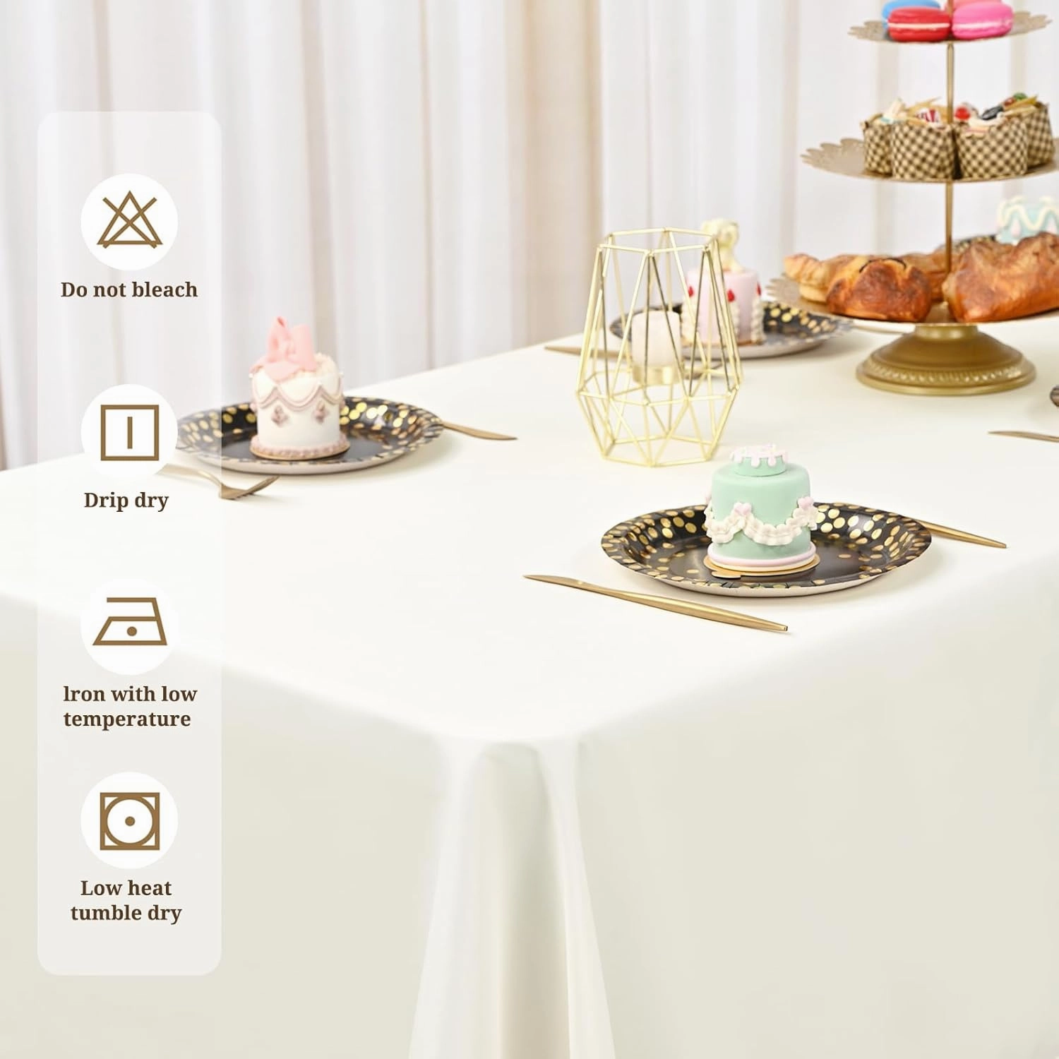 10 Pack 60 x 126 Inch Rectangle Tablecloth, Ivory Tablecloth for 8 Feet Rectangle Tables, Stain and Wrinkle Resistant Washable Fabric Table Cloth for Wedding Dining Table Buffet Parties Camping