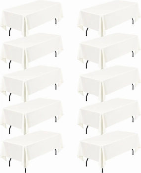 10 Pack 60 x 126 Inch Rectangle Tablecloth, Ivory Tablecloth for 8 Feet Rectangle Tables, Stain and Wrinkle Resistant Washable Fabric Table Cloth for Wedding Dining Table Buffet Parties Camping
