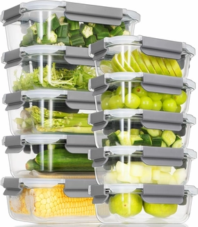 10 Pack Glass Meal Prep Containers, Glass Food Storage Containers with Lids Airtight, Glass Storage Container Set with Lid for Food, Bpa-free, Leak-proof, Microwave Oven Freezer Dishwasher Safe