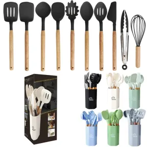 11 Piece Silicone Cooking Utensil Set Food Grade Practical Kitchenware