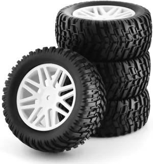 1/10 RC Off Road Tires and Wheels 12mm Hex Rubber Short Course Truck Tyres with Foam Insert for 1:10 Scale Buggy Car ARRMA Traxxas Wltoys 144001 Losi HSP 94107 94170 94155 94177 4PCS (White)