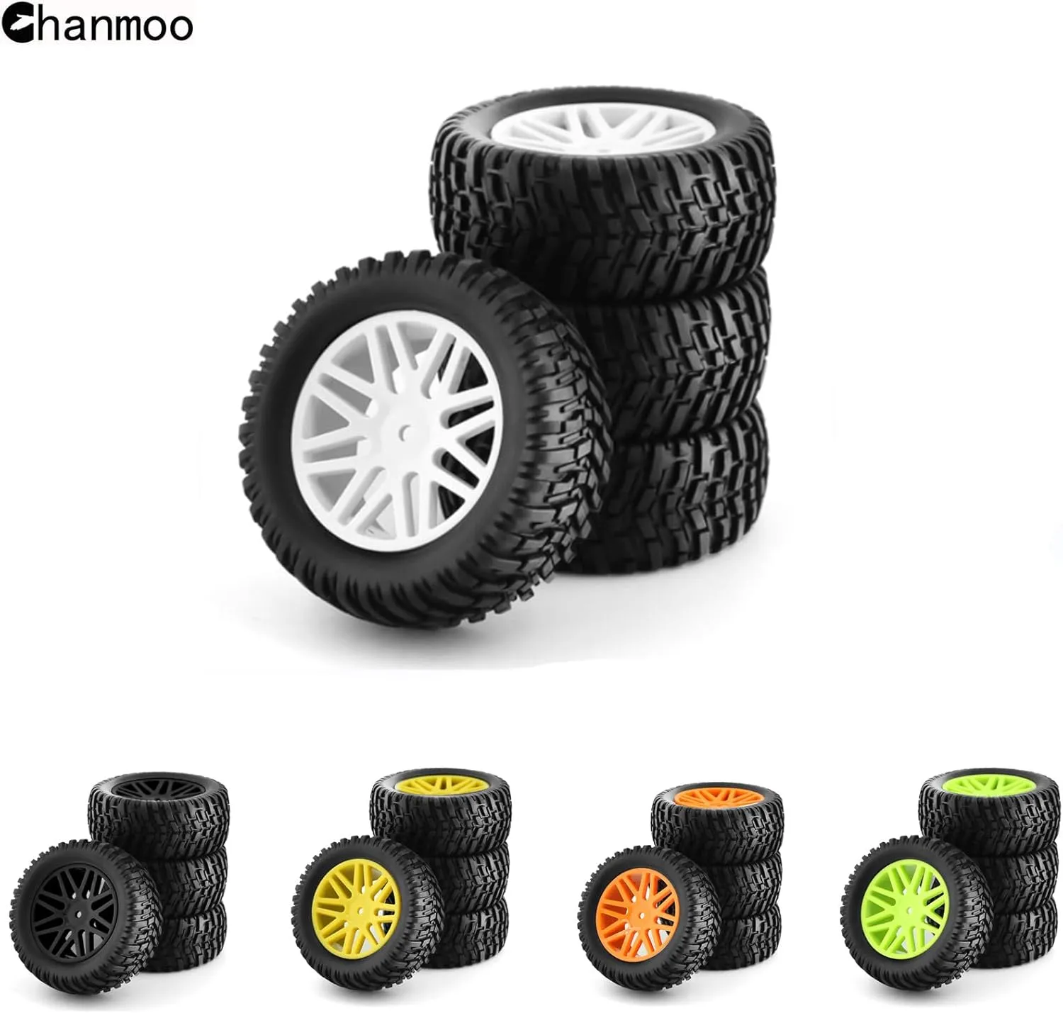 1/10 RC Off Road Tires and Wheels 12mm Hex Rubber Short Course Truck Tyres with Foam Insert for 1:10 Scale Buggy Car ARRMA Traxxas Wltoys 144001 Losi HSP 94107 94170 94155 94177 4PCS (White)