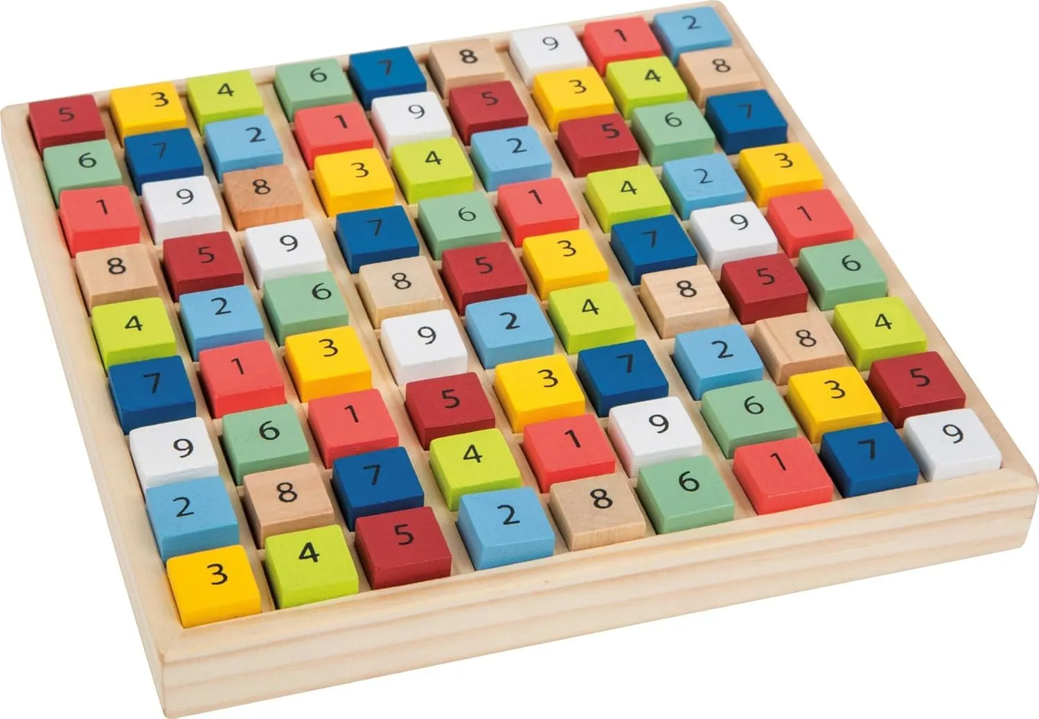11164 Colourful Sudoku Educate Made of Wood, with 81 Number Cubes in Bright Colours for Puzzling, from 6 Years on