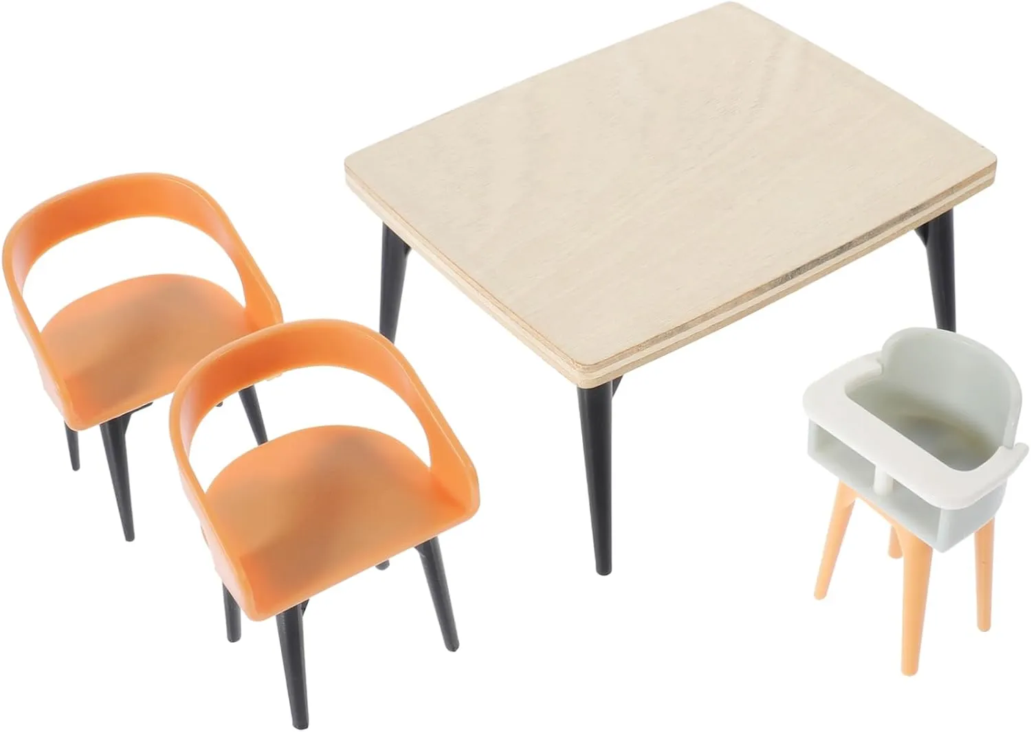 12:1 Miniature Dollhouse Kit DIY Wooden Dining Table Chairs Set Doll Furniture Toys for Boys and Girls