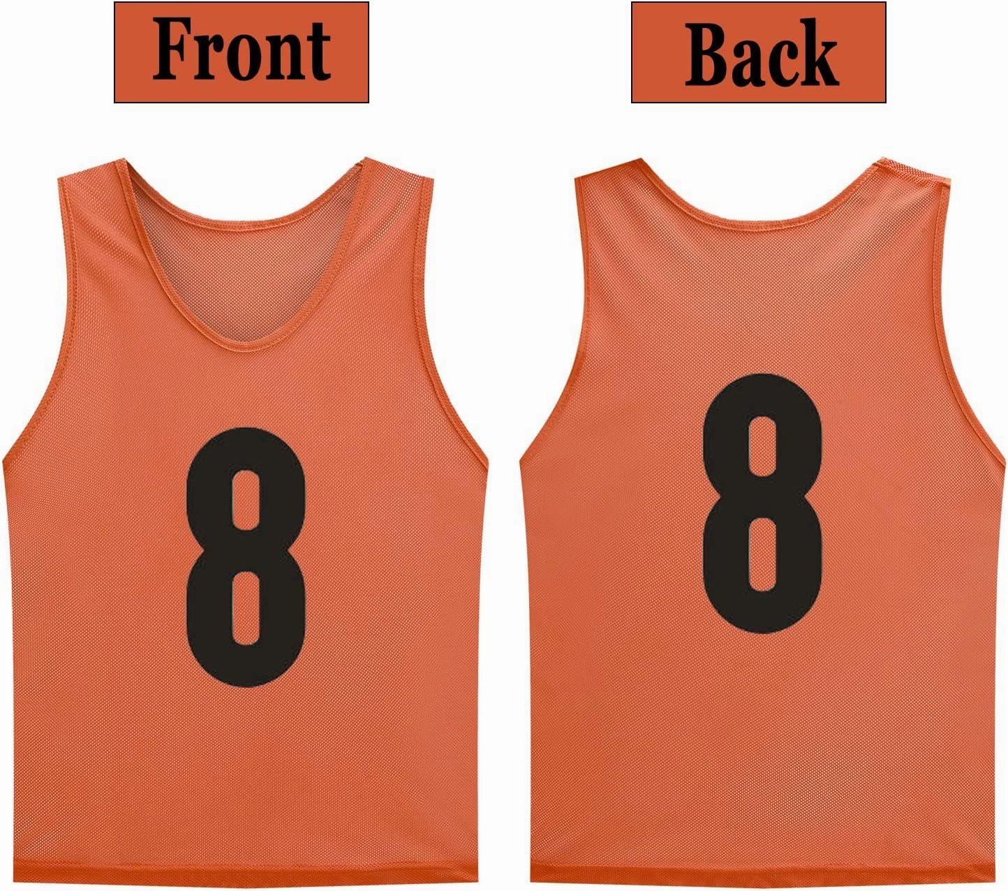 12 Pack(1-12) Numbered Jerseys/Soccer Bibs/Scrimmage Pinnies/Team Training Vest for Adult Youth Kids.