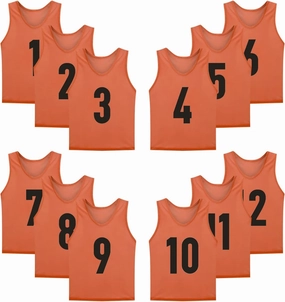 12 Pack(1-12) Numbered Jerseys/Soccer Bibs/Scrimmage Pinnies/Team Training Vest for Adult Youth Kids.