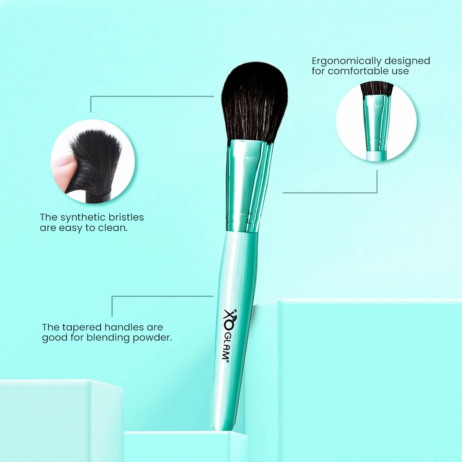 12Pcs Eye See You Blue Makeup Brush Set Premium Synthetic Blending Powder Buffer Concealer Contour Crease Eyeshadow Smudge Highlighter Detail Cosmetics Brushes