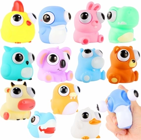 12PCS Squeeze Out Eyes Toys Eye Popping Squeeze Toy Stress Relief Sensory Toys for Adults Birthday Back to School Chick Duck Frog Sensory Toys for Kids Adults Easter Basket Stuffers Party Favors Gifts