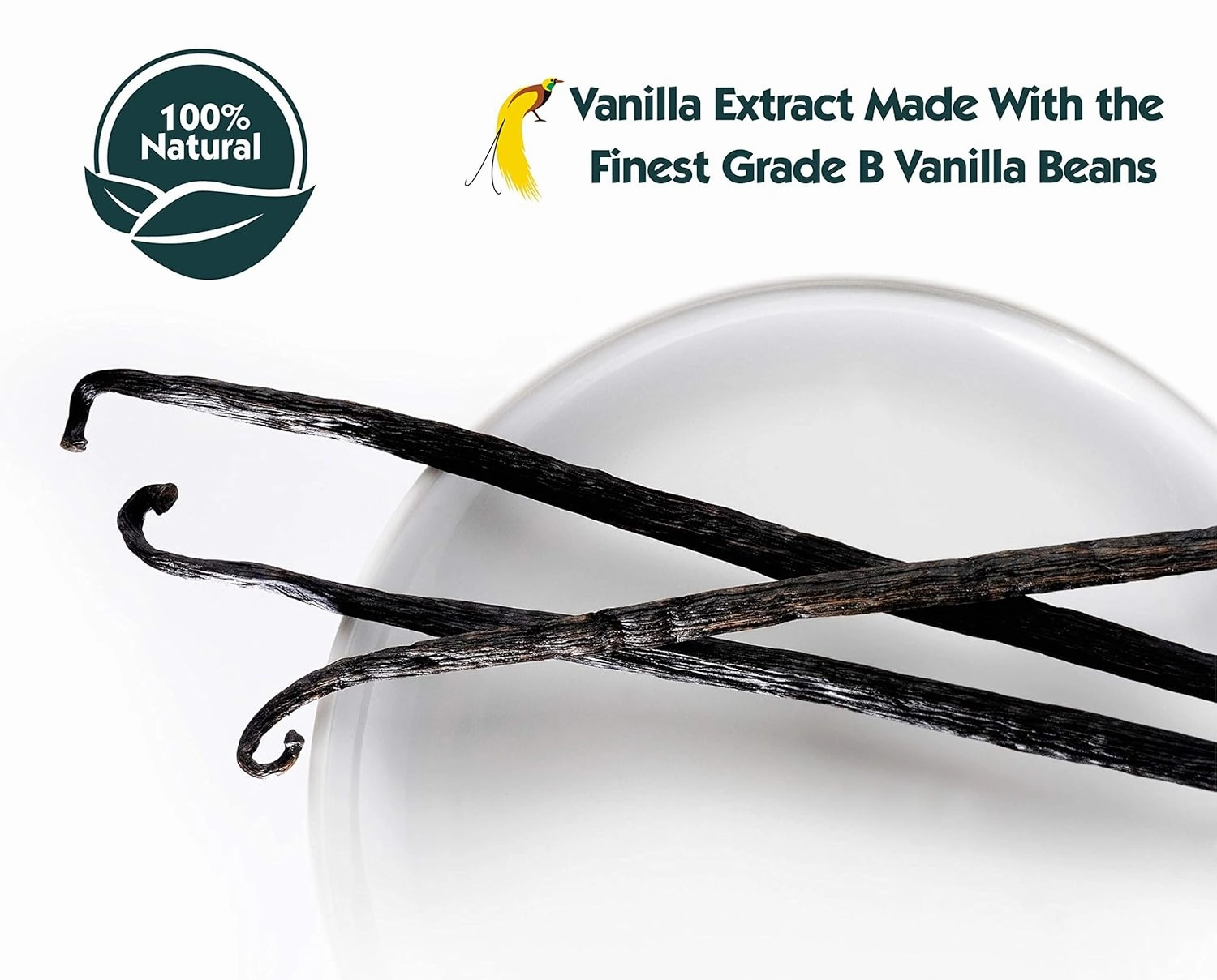 16 oz Pure Vanilla Extract - 100% Real Vanilla Extract - For Cooking, Drinks & Desserts - 100% Vegan, Sugar Free & Kosher - Non-GMO & Gluten-Free - Native Vanilla