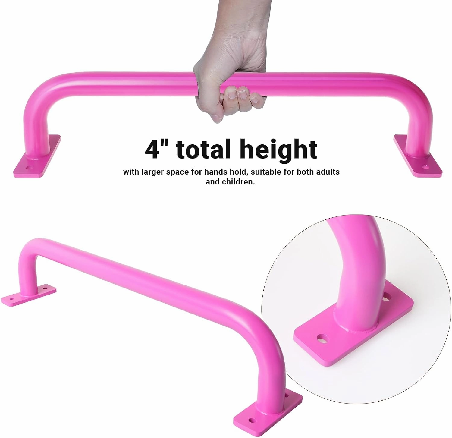 17 Inch 6 Pieces Pink Safety Handles for Playground Equipment - Swing Set Attachment Grab Handle, Playset Accessories Hand Grips, Indoor Monkey Bars for Kids