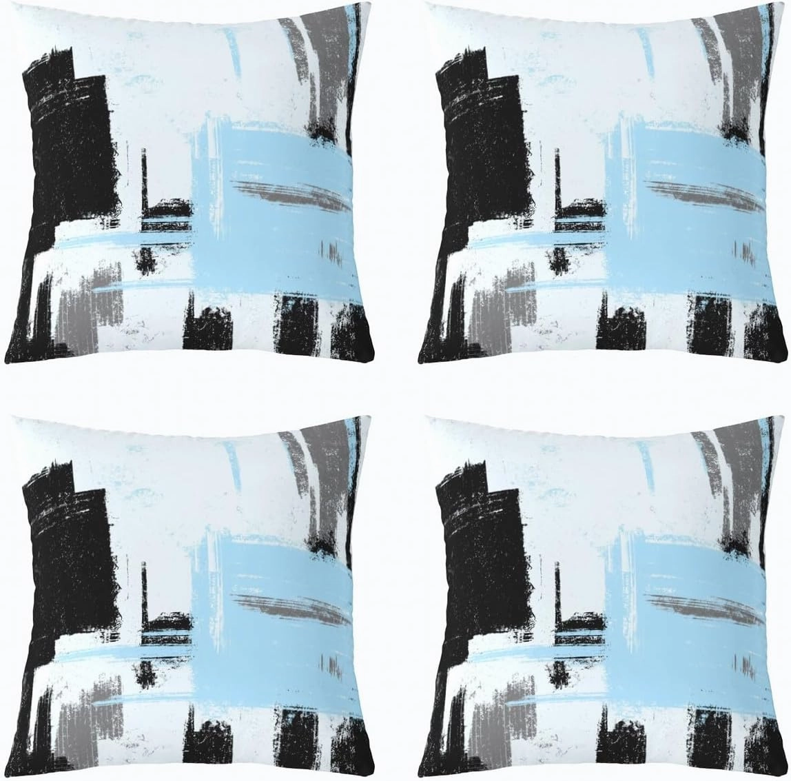18 x 18-Inch Abstract Cushion Case Set of 2 Boys Girls Blue White Black Morden Throw Pillow Covers Ultra Soft Buffalo Check Decor Pillowcase Geometric Room Decor Soft Lightweight Microfiber Zipper
