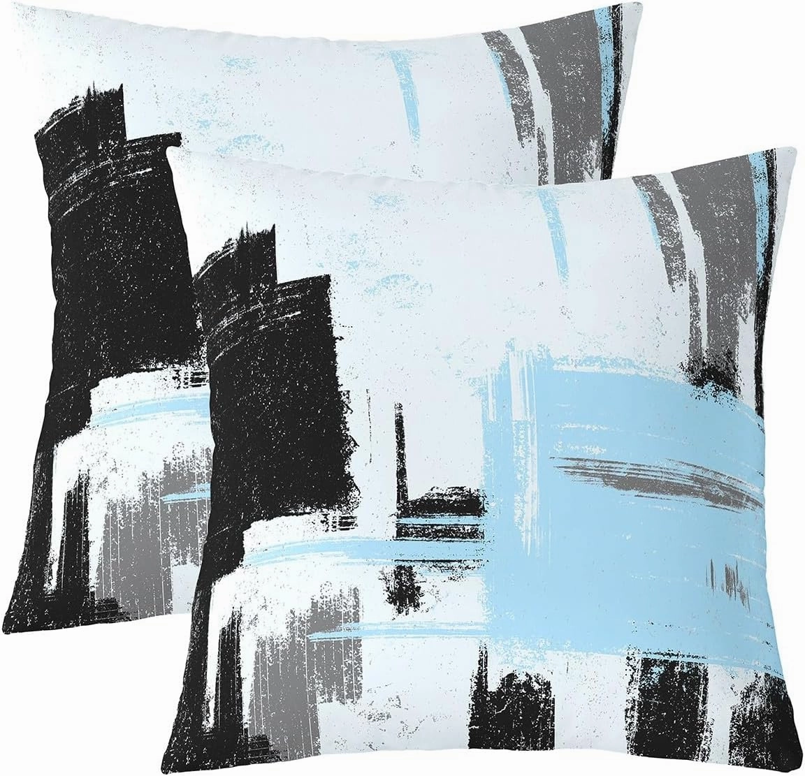 18 x 18-Inch Abstract Cushion Case Set of 2 Boys Girls Blue White Black Morden Throw Pillow Covers Ultra Soft Buffalo Check Decor Pillowcase Geometric Room Decor Soft Lightweight Microfiber Zipper