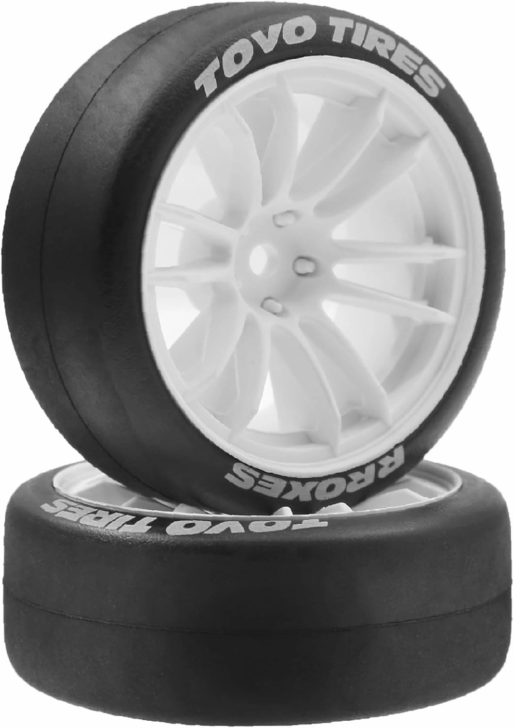 1/10 RC Drift Racing Tires and Wheels 12mm Hex OD 2.56'' Rally Tyres for 1:10 Scale Touring Street On Road Car Tamiya TT01 TT02 XV01 TA06 A959 PTG2 HPI KYOSHO HSP PTG2 Traxxas 4PCS (White)