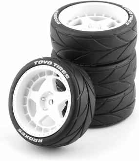 1/10 RC On Road Tires 12mm Hex Plastic Wheels Rims and Rubber Street Tyres for 1:10 Rally Racing Drift Touring CarTamiya XV01 XV02 TA06 TT01 TT02 PTG2 144001 A959 HPI KYOSHO 4PCS (White B)