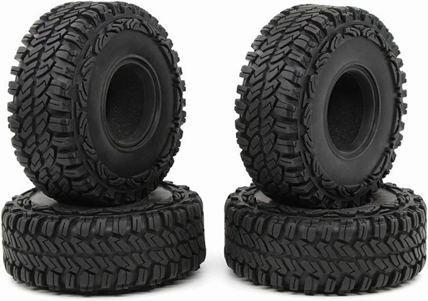 1/10 scale Tires accessories, 114 * 40 mm All Terrain Rubber Soft Tire, for 1/10 crawler Car, 1.9″wheels, Black, 4PCS