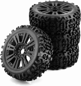 1/8 RC Off Road Tires and Wheels Rims 17mm Hex Soft Rubber Buggy Tyres with Foam Insert for 1:8 Scale Off-Road Car HSP Kyosho VRX HPIWR8 Hobao ARRMA Traxxas Redcat 4PCS