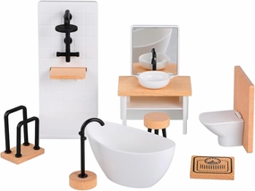1set Dollhouse Miniature Bathroom Accessories Furniture Bathroom Set with Shower Room Decor Toilet Sink Bath for Dollhouse Mini Bathtub Toilet