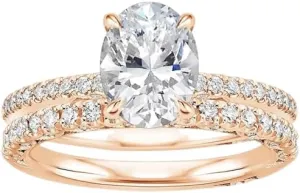 2 CT Oval Cut Colorless Moissanite Engagement Ring Set, Tacori Wedding/Bridal Sets, 925 Sterling Silver, Anniversary Ring Pave Set, Holiday Gift for Women, 10K/14K/18K/22K Gold