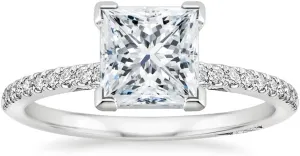 2 CT Princess Cut Colorless Moissanite Engagement Ring Set, Tacori Wedding/Bridal Sets, 925 Sterling Silver, Anniversary Ring Pave Set, Holiday Gift for Women, 10K/14K/18K/22K Gold