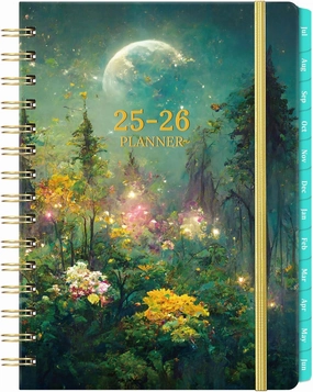 2025-2026 Planner - Academic Planner 2025-2026, 6.4" x 8.5", Jul.2025 - Jun.2026, Weekly Monthly with Green Tabs, Strong Twin-wire, Back Pocket