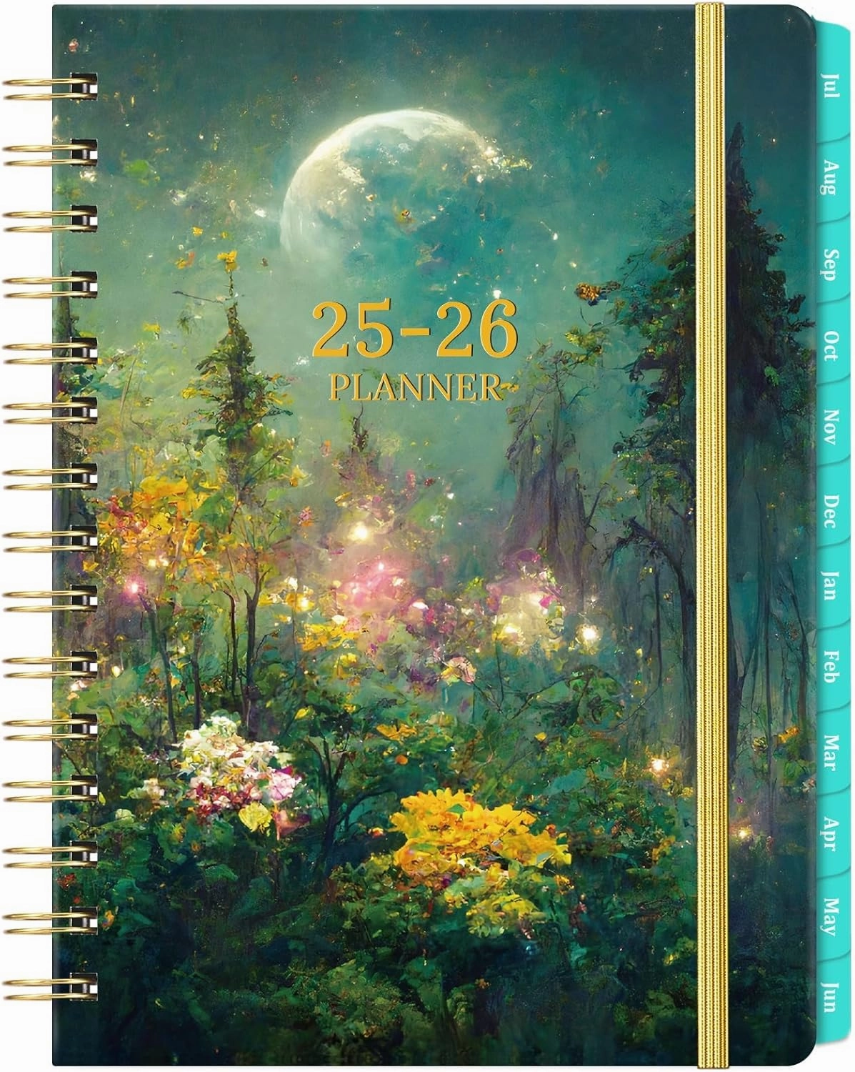 2025-2026 Planner - Academic Planner 2025-2026, 6.4" x 8.5", Jul.2025 - Jun.2026, Weekly Monthly with Green Tabs, Strong Twin-wire, Back Pocket