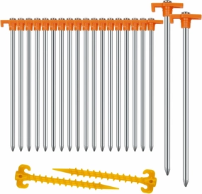 20 2PCS Tent Stakes Heavy Duty Camping Stakes,AVOFOREST 9.8Inch Non-Rust Metal Tent Pegs Ground Stakes Tent Spikes Camping,Garden,Hiking Orange
