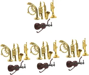 20pcs Miniature Dollhouse Instruments Tiny Musical Toys for Scale Decor Includes Violin Saxophone Trumpet and More for Creative Play and Room Decoration