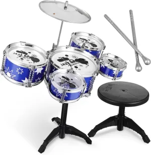 21'' Boys and Girls Drum Set Toddler Set Stool Music Instruments for Boys and Girls