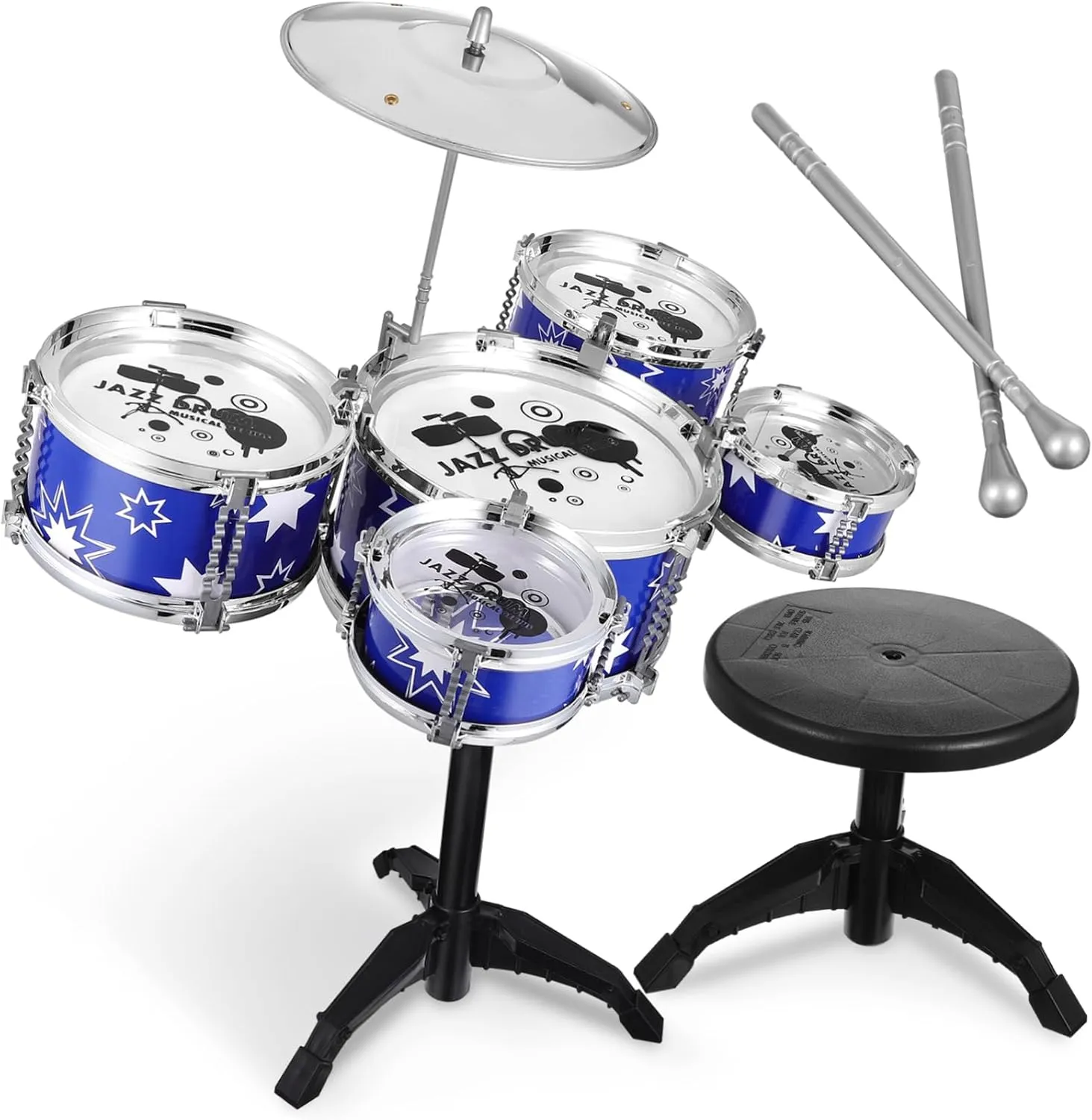 21'' Boys and Girls Drum Set Toddler Set Stool Music Instruments for Boys and Girls