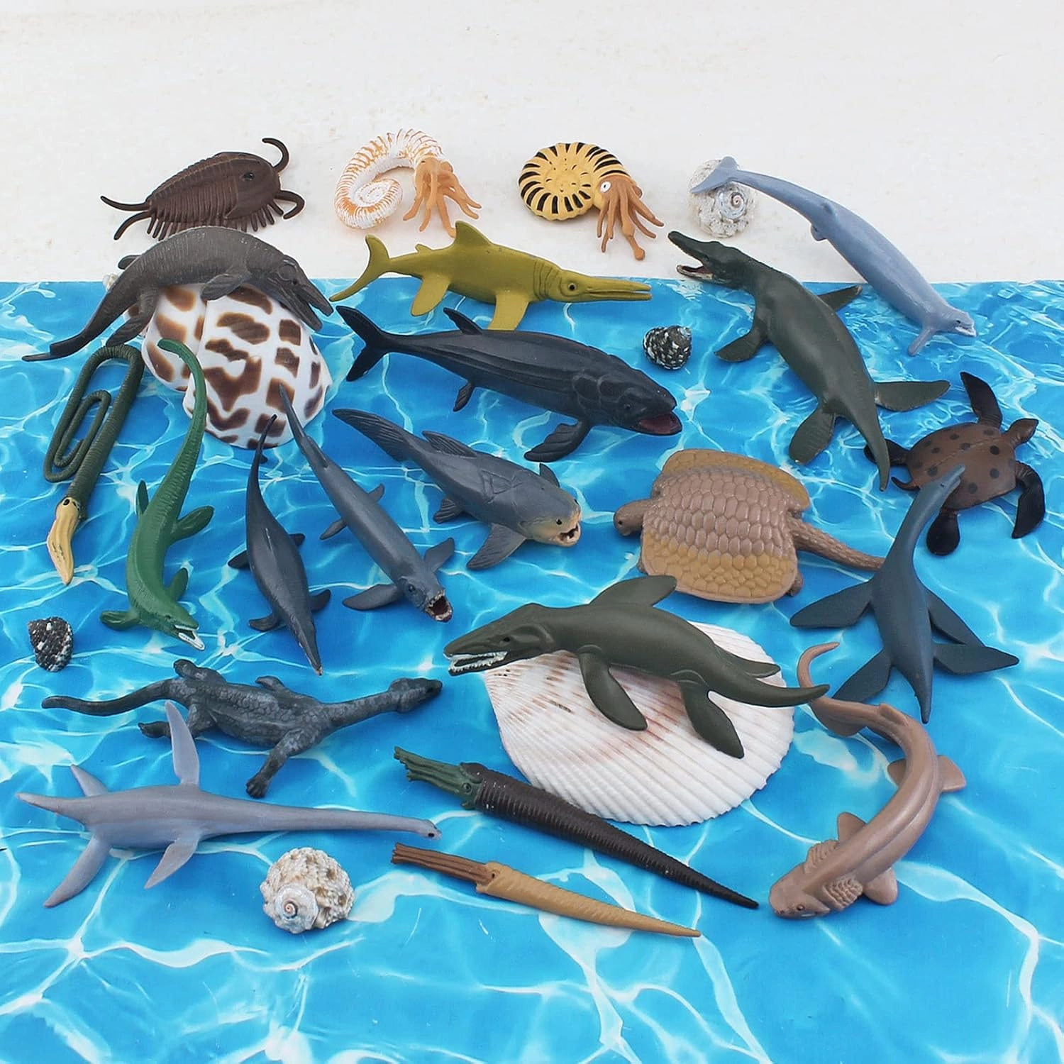 22PCS Prehistoric Sea Creatures Toys for Kids Ancient Sea Animals Toy Set 4 Inch Marine Animal Figures Cake Topper Girls Boys Kids Toddlers Birthday Gift