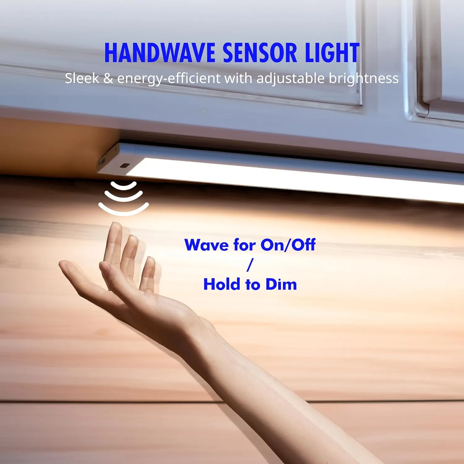 24 inch Under Cabinet LED Lighting has Handwave Sensor, Stepless Dimming, 5-CCT, Slim and Compact, Linkable Light, Even Glow, 1 Set