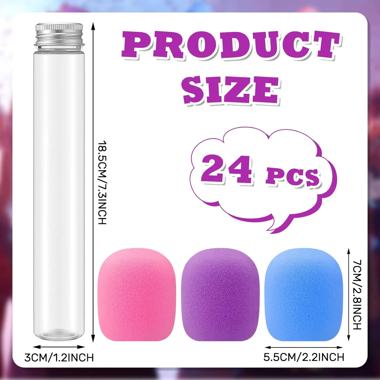 24 Sets Microphone Candy Tubes Karaoke Theme Birthday Party 10'' Fake Prop Microphone Plastic Rock Star Toy for Disco Singer Stage Costume Prop Birthday Party Favors